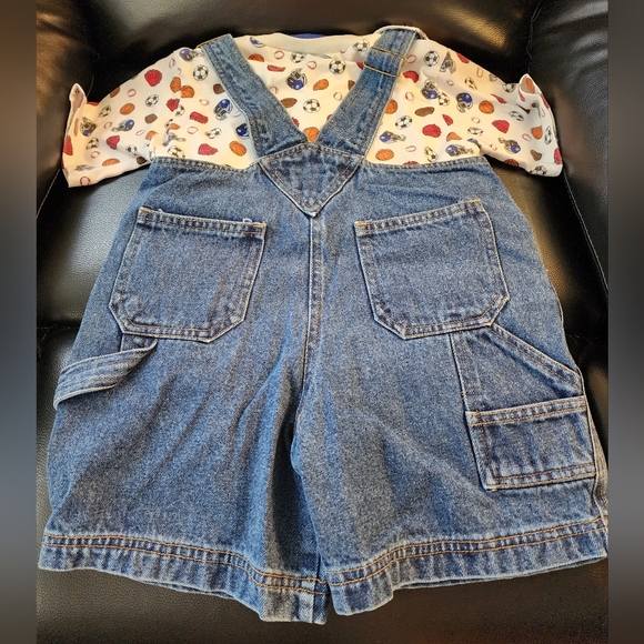 Boy's overall shorts w/shirt set - Picture 2 of 6